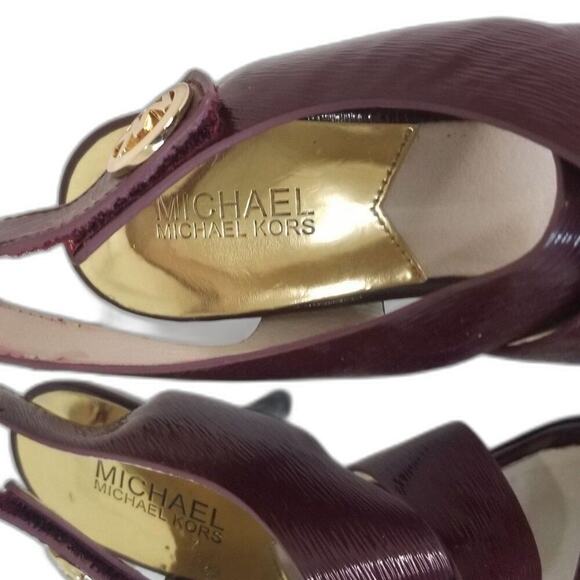 Wine Strappy Sandal Heels Joselle Slingback Burgundy Heels Open Toe Size 8 MK - Picture 4 of 6